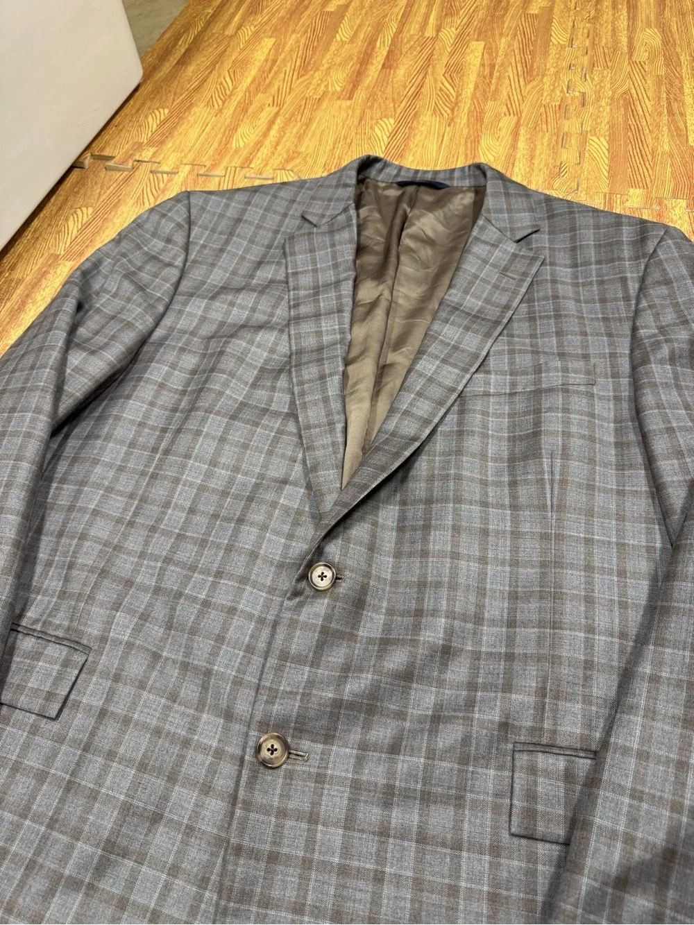 Brooks Brothers Regent Fit Italian Reda Wool Blazer Gray/Tan Plaid 46R Mens